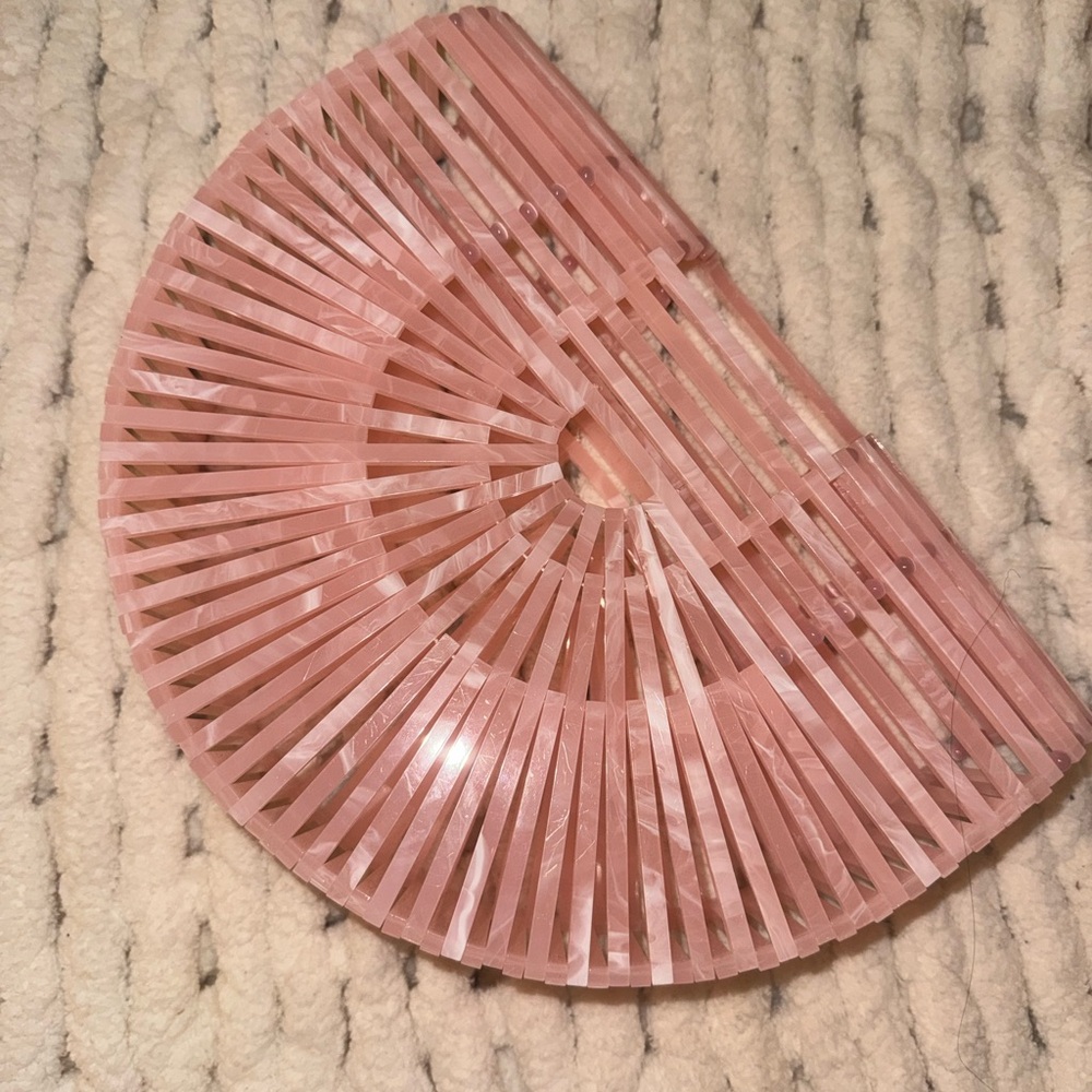 Pink Bamboo Half-Moon Clutch